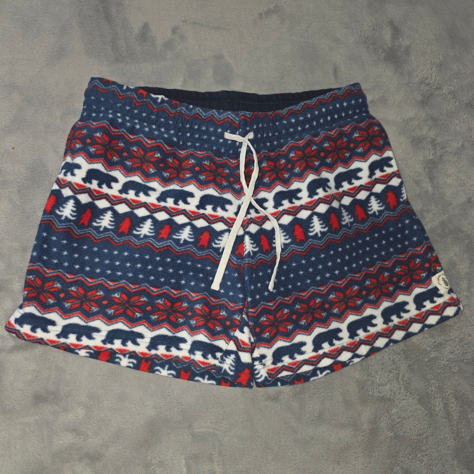Chubbies Unisex Small Flannel Pajama Shorts Holiday Bear Fair Isle Fleece